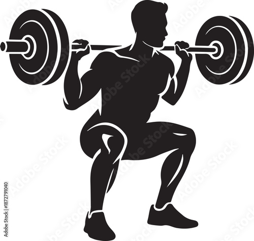 Squat with barbell icon