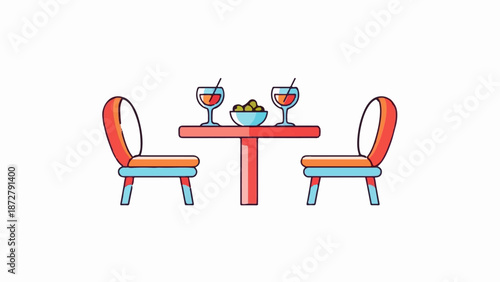 A table set for two with drinks and olives, inviting a shared moment