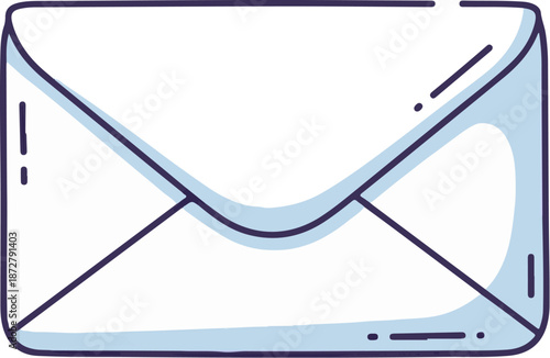 A simple, outlined envelope illustration with blue shading