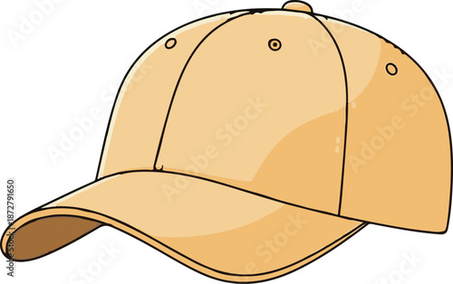 A simple illustration of a tan baseball cap shown from the side