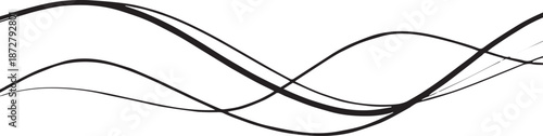 Abstract Black and White Wavy Lines and Swirls on White Background Keywords: abstract, wavy lines, swirls, curves