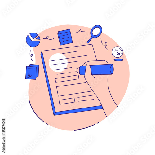 Creative journaling and note taking for productivity and self growth in flat illustration style