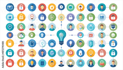 vector Collection of colorful digital icons and symbols