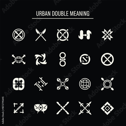Urban Double Meaning Abstract Symbols and Industrial Tech Graphics