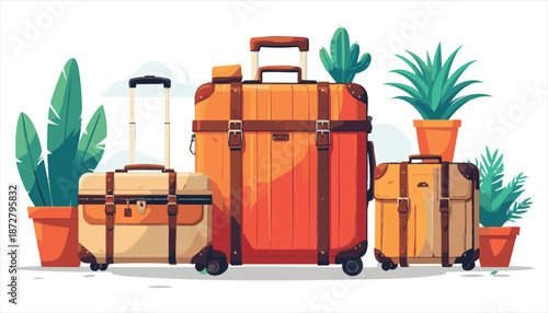 vector Color Pagebn Suitcases Luggage Travel Bags