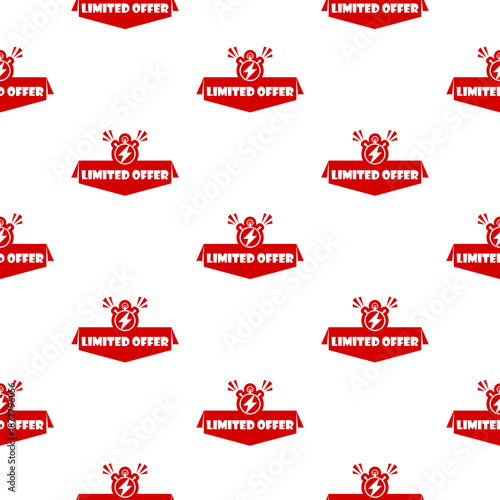 Limited Offer Banner Tag With Stop Watch seamless pattern isolated on white background