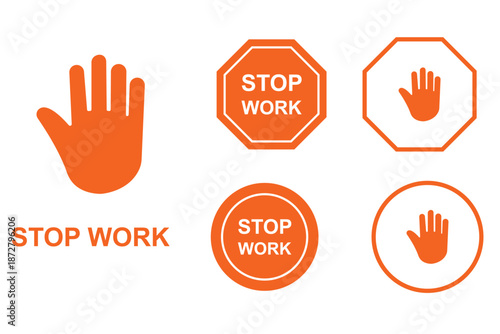 Road Signs, Stop sign, Hand stop sign icon logo flat vector design