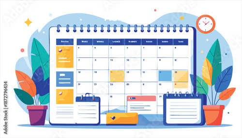 vector Colorful Calendar Planning and Organization Tools
