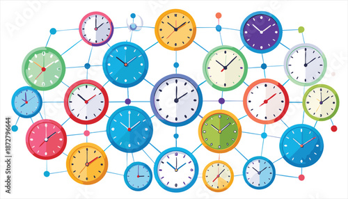 vector Colorful Clocks Network Page Layout Design