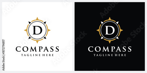 Initial letter D compass logo design, circle logo graphic icon