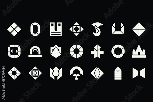 Abstract Emblem Collection and Futuristic Heraldry Graphic Assets