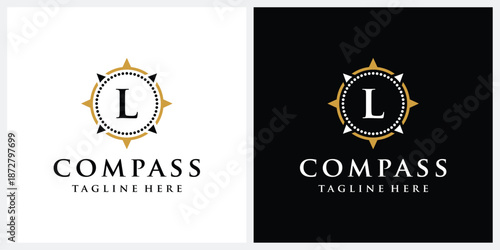 Initial letter L compass logo design, circle logo graphic icon