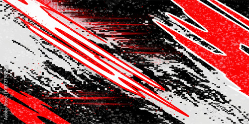 Abstract grunge background with a striped vector pattern in red and black featuring a textured USA or UK national flag design for a symbolic wallpaper illustration