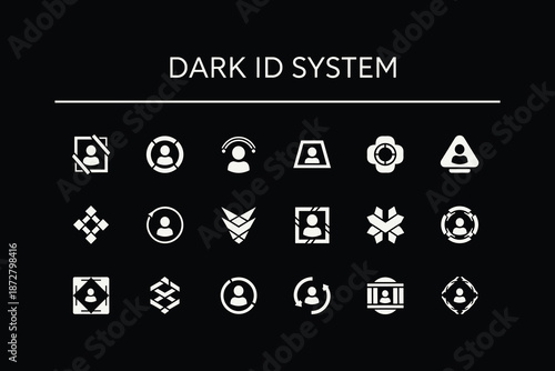 Cyberpunk Avatar and ID System Vector Icons for Techwear