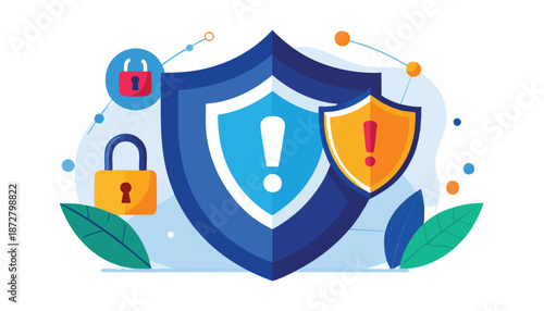 vector Cybersecurity Alert Shield Protection Concept