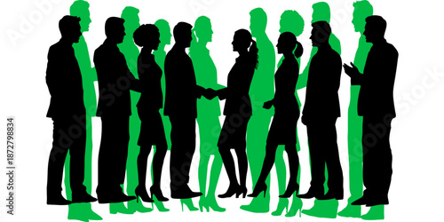 Group of Business People Silhouettes Standing Together.