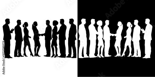 Silhouettes of Business People Shaking Hands.