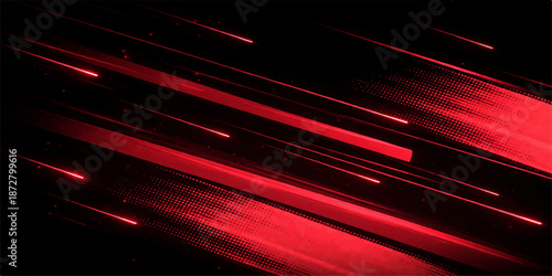 Abstract red technology background featuring glowing laser lines and a bright motion wave pattern with a 3d energy design on a black texture