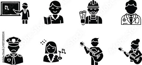 Modern teamwork collaboration solid icons. professional business meeting, partnership, management, leadership, brainstorming and leadership glyph symbols.