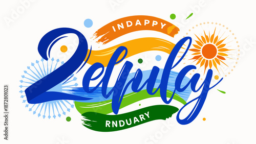 India National Day Celebration Festive Typography Design with vector illustration