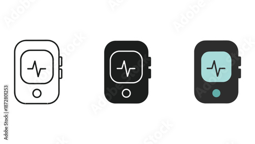 Smartwatch icons with heartbeat display