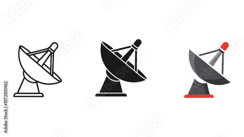 Satellite dish antenna icons in various styles