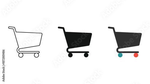 Shopping cart icon set with different styles