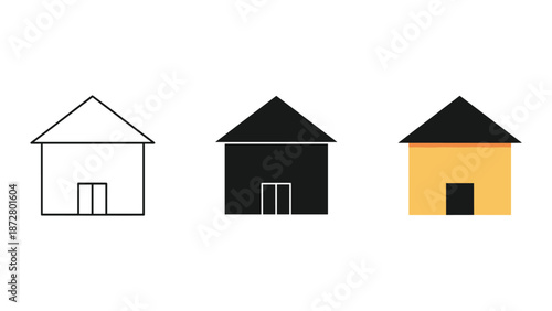 Simple house icons in various colors and styles