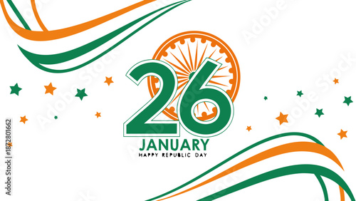 India Republic Day Celebration January 26 National Holiday Ashoka Chakra with vector illustration