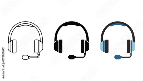 Headset icons in various styles and colors