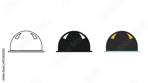 Different styles of dome illustration on white background
