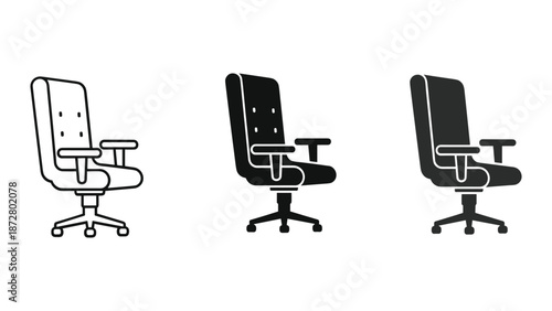 Office chair illustration in different shades