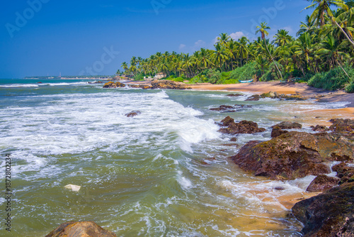 A beach in Galle province on Sri Lanka island