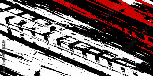 Grungy vector design featuring a black ink splash banner with a vintage paint brush stroke pattern and a dirty spray splatter border on an abstract stained art background element