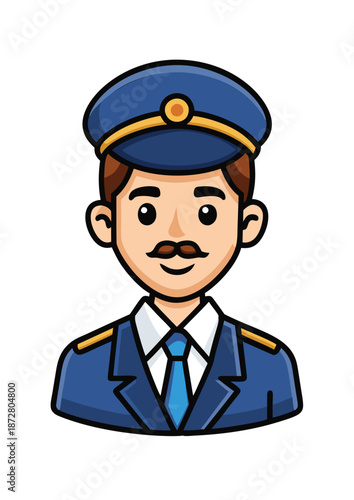 A cartoon man in a navy uniform with a cap