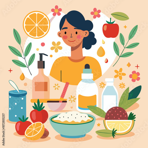 Woman preparing a homemade facial mask with natural ingredients