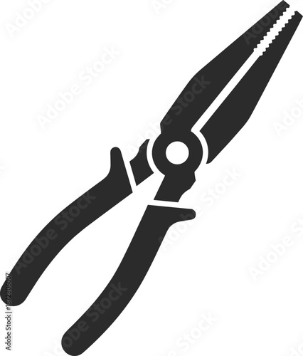 Duckbill Plier automotive tool icon in dark grey and clear background, editable vector illustration