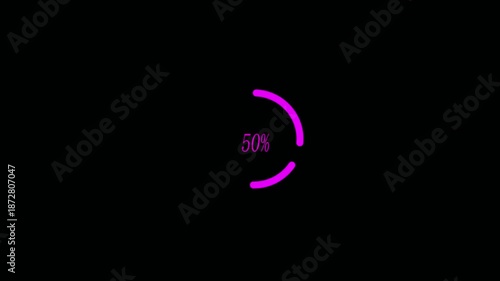 Animated circular loading mark with white background and no background. Neon Glowing Download Progress Animation.Circular Loading Bar with Arrow Icon on Black Background,  