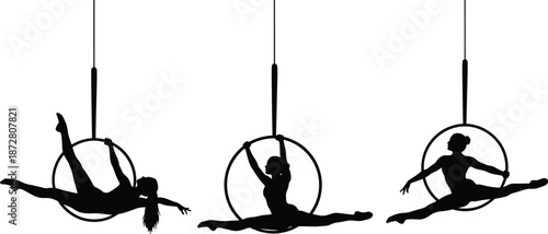 Black silhouette set of diverse business professionals standing in various poses, corporate team collection, isolated on white background, for design.