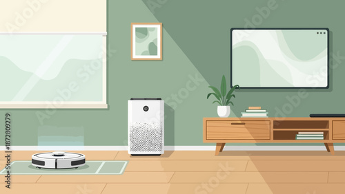 Cozy modern living room with stylish furniture and natural light.