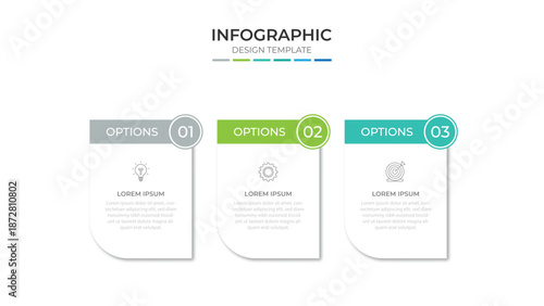 Infographic design template with icons and 3 options or steps. Can be used for process diagram, presentations, workflow layout, banner, flow chart, info graph