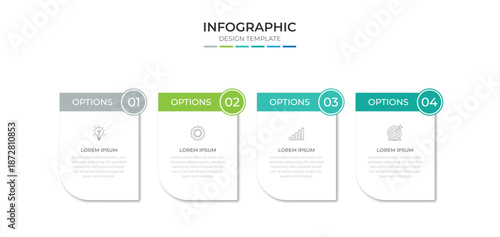 Infographic design template with icons and 4 options or steps. Can be used for process diagram, presentations, workflow layout, banner, flow chart, info graph