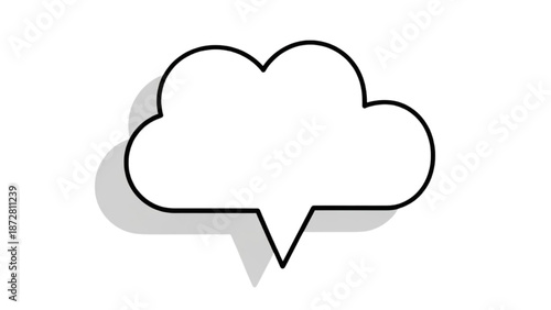 Simple cloud-shaped speech bubble with shadow on white background