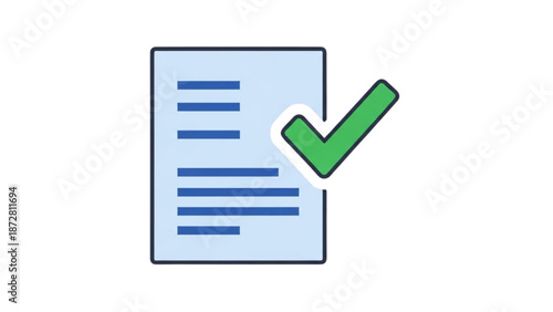 A document with a green checkmark indicating approval or validation on a clean white background