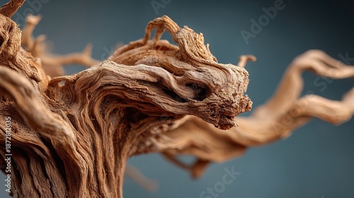 Close up Detailed Natural Dragon Shape Formation From Weathered Bonsai Tree