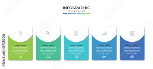 Infographic design template with icons and 5 options or steps. Can be used for process diagram, presentations, workflow layout, banner, flow chart, info graph