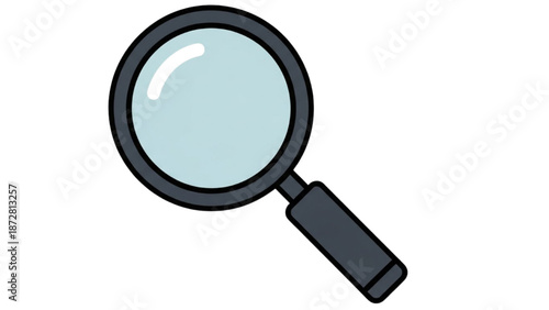 A magnifying glass examining details closely in a simple graphic illustration