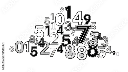 A large collection of numbers in various sizes and fonts scattered together