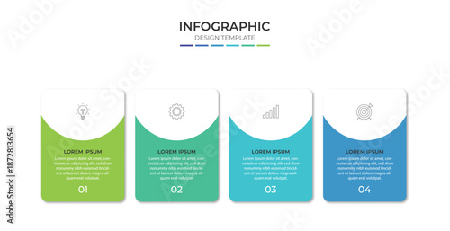 Infographic design template with icons and 4 options or steps. Can be used for process diagram, presentations, workflow layout, banner, flow chart, info graph