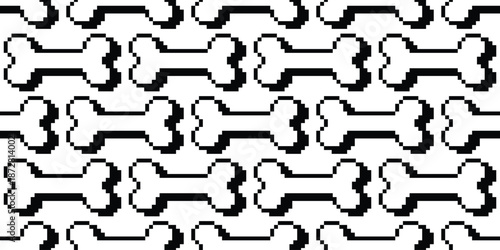 dog bone pixel seamless pattern cartoon doodle digital pet french bulldog puppy scarf isolated gift wrapping paper tile background repeat wallpaper illustration